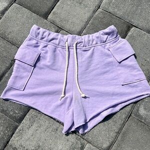 Lavender Cozy Cargo Shorts